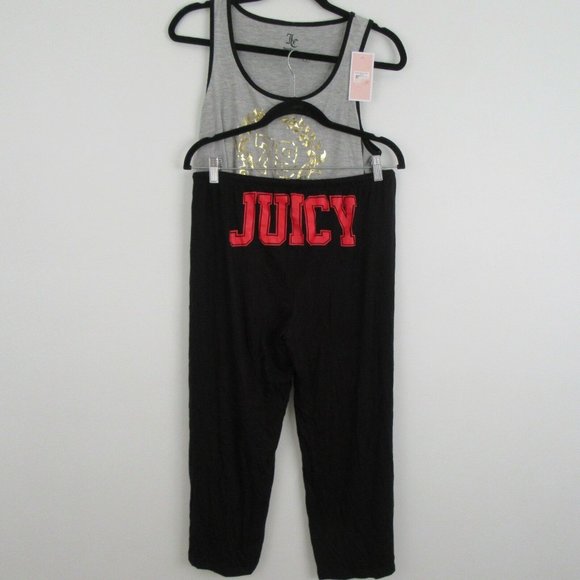 Juicy Couture Black Grey 2 Piece Pajamas Size L
